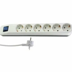 6 fach Tischsteckdose weiß