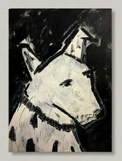 Aludibondbild DOG BLACK WHITE