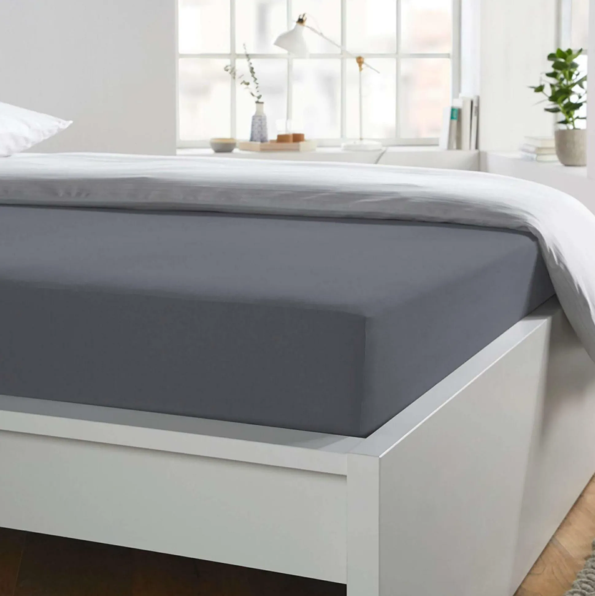 Bettlaken Baumwolle graphit