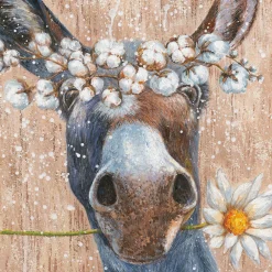 Keilrahmenbild ESEL MIT BLUMEN