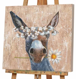 Keilrahmenbild ESEL MIT BLUMEN