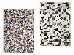 Leder-Teppich braun/beige