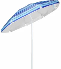 Sonnenschirm blau gestreift