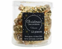 Weihnachtskugel-Box Zapfen HELL GOLD